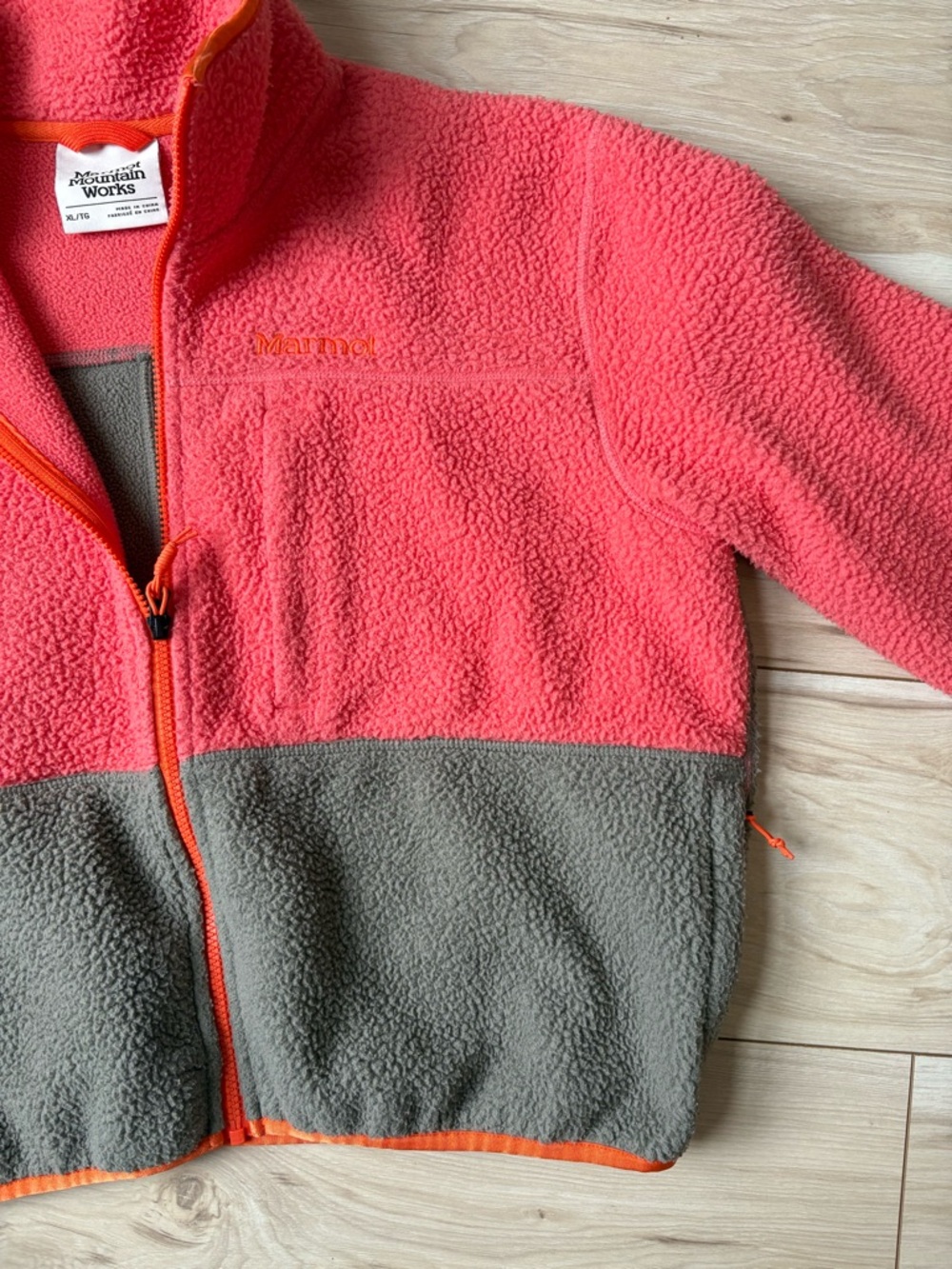 Marmot Fleece Jacket Womens XL Pink Gray Colorblock Full Zip Cozy Gorpcore - Picture 3 of 5